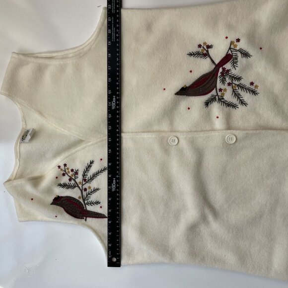 Vintage Womens Fleece Vest feat Embroidered Cardinals Size L Collections Etc. - Picture 4 of 7